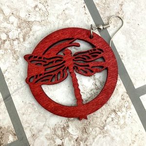 Natural wood earrings brown